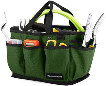 Housolution Gardening Tote Bag, Deluxe Garden Tool Storage Bag and Home Organizer with Pockets, Wear-resistant & Reusable, 14 Inch, Dark Green