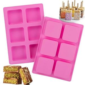 Webake Silicone Brownie Pan 2 Pack Square Bar Molds for Baking, Cupcake, Cheesecake, Cornbread, Muffin, Sponge Cake, Soap, Resin Epoxy Casting