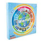 Fizz Creations Where in The World? Game. Identify Famous Landmarks & Flags to Locate On Map. Test Your Geography Skills. for 2+ Players. Ages 8+. Playtime Approx. 20 Minutes.