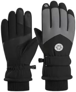 Zebroc Thermal Winter Gloves for Men Women | Waterproof Windproof Warm Fleece Touchscreen Gloves | Anti-Slip Ski, Cycling, Bike, Riding, Outdoor Hand Gloves (Black Grey)