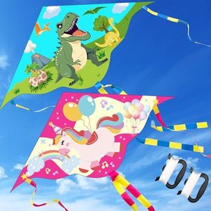 Lubibi Cometas para niños, Cometas Unicornio y Dinosaurio, con Línea De 100m y Colas Largas De Colores,Fácil De Manejar y Vuelo, Juguetes De Exterior para Esde 3 Años y Adultos, Principiantes