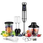 SHARDOR Hand Blender,6 In 1 Hand Blenders For Kitchen,Power 1200w,20-Speed & Turbo Stick Blender,Scratch Resistant Hand Whisk Electric With Dough Hooks,Egg Beaters,Whisk,800ml Beaker,600ml Chopper