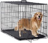 BestPet 48 inch 42 inch Large Dog Crate Dog Cage Dog Kennel Metal Wire Double-Door Folding Pet Animal Pet Cage with Plastic Tray and Handle (48")