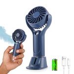 Gesto Mini Portable Table Fan or DC Fan - 3 Speed Modes Handheld Fan for Summer With 1200 mAh Battery| Rechargable Mist Fan With Water Spray | Portable Misting Fan for Makeup,Kitchen,Travel (Blue)