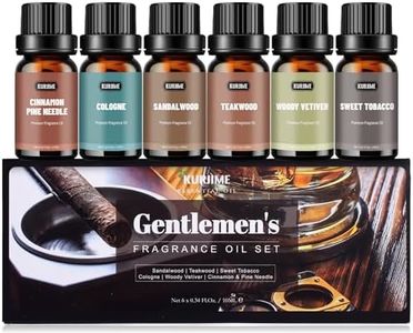 Essential Oils Set, Men Scents Fragrance Oil Essential Oils for Diffuser - Sandalwood, Teakwood, Sweet Tobacco, Cinnamon & Pine Needle, Woody Vetiver, Cologne Aromatherapy Oils for Men, 6x10ml