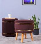 Shadowkart Pouffes Sitting Stool for Living Room, Mudda Puffy Wooden Ottoman Stools, Pouffe Footstool, Pouf for Office Home Decoration & Dressing Table, Combo, 16x16x18 Inch, Coffee