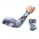 FABSPORTS Cooling Printed Tatoo Arm Sleeves & Bandana combo for Men & Women with UV Protection, Quick Dry, for cycling, cricket, skating, biking & outdoors