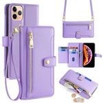 Arseaiy for Samsung Galaxy J2 pro 2018/J250/Grand Prime pro 2018/J2 core Flip Phone Case with Crossbody Strap Magnetic Handbag Zipper Pocket PU Leather Shockproof with Kickstand Phone Shell