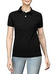 Love My Fashions® Women’s Plain Polo Shirt Knitted Collar and Cuffed Short Sleeves Casual T-Shirt & Classic Sports Top for Ladies Plus Sizes Black