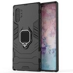 Glaslux Armor Shockproof Soft TPU and Hard PC Back Cover Case with Ring Holder for Samsung Galaxy Note 10 Plus - Armor Black