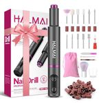 HALMAI Electric Nail Drill Machine, Cordless Portable Nail File Kit for Acrylic,Gel Nails, Rechargeable Professional Acrylic Manicure Pedicure Machine for Home with Max 20000 RPM (Dark Grey)