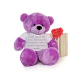 HUG 'n' FEEL SOFT TOYS Big Teddy Bear Wearing I Will Wait for You Because Honestly I Don't Want Anyone Else T-Shirt 5 feet Purple_T Shirt_I Will Wait for You Plush & Stuffed Toys