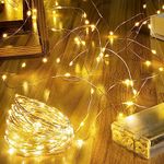 ZeMu Fairy Lights Battery Operated, 10m 100 LED Copper Wire String Lights, Waterproof Micro Outdoor/Indoor Lights, Small Warm White Lights for Bedroom Outside Jars Decorations