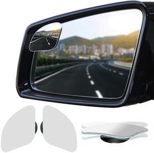 Ampper Blind Spot Mirror, Frameless HD Glass Convex Wide Angle Stick on Rearview Blindspot Mirror for Car Side Mirror Blind Spot (Fan, Small, Pack of 2)