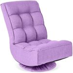 Best Choice Products Reclining Folding Floor Gaming Chair for Home, Office, Lounging, Reading w/ 360-Degree Swivel, 4 Adjustable Positions, Tufted Cushions - Lavender