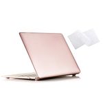 RUBAN Case Compatible with MacBook 12 Inch A1534 - Slim Snap On Hard Shell Protective Cover and Keyboard Cover, Rose Gold