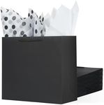 Offizon 12 Pack 12.6 Inches Black Gift Bags, Large Gift Bags with Tissue Paper