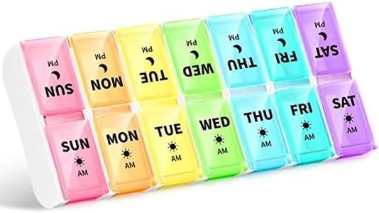 Opret Pill Organiser Box 7 Day for AM PM, Travel Pill Case Weekly Twice a Day with Removable Compartments for Vitamins Fish Oils Supplements Medication