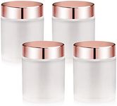 4 Pack,3.4 oz Frosted Glass Jars with Lids,Round Empty Storage Containers with Rose-Golden Lids & Inner Liners,Travel Jars Pot for Cosmetics,Gel,Scrubs,Makeup,Face Cream Lotion