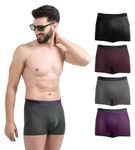 FREECULTR Men's Underwear Anti Bacterial Micromodal Airsoft Trunk - Non Itch No Chaffing Sweat Proof - Pot Black,Seaweed Green,Smoke Grey,Sangria Wine,Trippy Violet Size L Pack 5