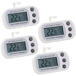 Lotvic Fridge Thermometer Digital, 4PCS Refrigerator Thermometers, Freezer Thermometer with Large LCD Display Min/Max °C/°F Function, Fridge Thermometers UK for Freezer Refrigerator (4 Pack White)