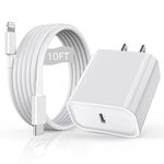 iPhone Fast Charger [Apple MFi Certified] 10FT Extra Long Fast Charging Lightning Cable with USB C Charger Block 20W PD Travel Plug for iPhone 14/Pro/Pro Max/Plus/13/12/11/Mini/Pro/XS/XR/SE 2022/iPad