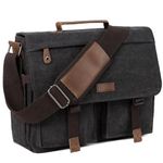 Messenger Bag for Men,Vaschy Water Resistant Canvas 14inch Laptop Shoulder Commuter Bag for Men and Women Dark Gray