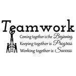 Teamwork Coming Together is The Beginning Keeping Together is Progress Working Together is Success Vinyl Wall Decal Inspirational Quote Motivational Saying Art Letters Office Wall Room Decor