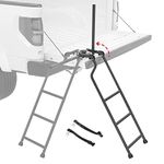 AA Product Tailgate Ladder Foldable Pickup Truck Tailgate Ladder Accessories with Handrail for Truck Easy Install Durable Steel Omni-Directional Ladder Rack Capacity 300 lbs(USPTO Patent Pending)