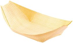 SOMANI Disposable Pinewood Serving Boat Trays ( 4 inches ) ( Pack of 50)