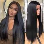 Lizzy Synthetic Lace Front Wig Long Straight Wigs for Women Glueless Pre Plucked Lace Front Wigs With Baby Hair 26inch Ready to Wear Wigs Beginner Friendly (Black)