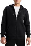LINMYZAI Black Men's Full Zip Hoodie Fleece Long Sleeve Hooded Sweatshirt Pullover Men Lightweight Athletic Hoodies 2XL