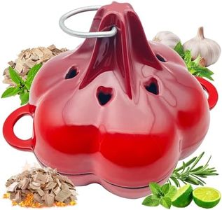 BOLVOUD Enameled Cast Iron Smoker Roaster & Garlic Roaster Baker, Multi-Functional Box for Gas/Pellet/Charcoal Grills, Oven & Wood Stove, Enameled Dutch Oven Style Cookware, Enamelled Cooking Pot