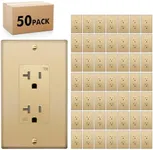 Micmi 20A Decorator Receptacle Outlet, Tamper Resistant, Decorative Electrical Receptacle Outlet, 20 Amp 125 Volt, Grounding with Wall Plate UL Listed (Golden, 50pack)