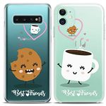 Cavka Matching Couple Cases Compatible with Apple iPhone 11 Cookie Coffee Gift Clear Best Friend Kawaii Adorable Food Pattern Silicone Pairs Cover Cute Mate