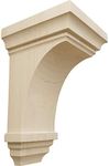 Ekena Millwork CORW03X03X06JERW Mini Jefferson Wood Corbels, 3 1/2"W x 3 3/4"D x 6"H, Rubberwood