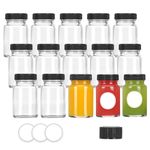 HEHALI 2oz Glass Jars with Screw Caps for Liquids,Juice,Ginger Shots,Clear Mini Round Containers with Wide Mouth-Leakproof-Funnel-20pack