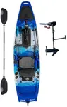 Upgraded Brooklyn 10.5 Pro Motorized Solo Kayak by BKC, Sit-On-Top Fishing Kayak Built-In Trolling Motor, 440 lb Capacity, Stable 35” Hull, Rudder Steering, Sealed Hatches & Rod Holders (Blue Typhoon)