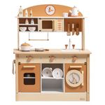 ROBUD Wooden Doll Kitchen, Kitchen Playset, Toddler Kitchen Set for Age 3+