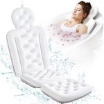 Full Body Bath Pillow for Bathtub, Thick Bathtub Cushion with Laundry Bag, Luxury Tub Pillow for Bath for Headrest Neck and Back Support White 51"x16"