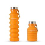 Tressential Collapsible Water Bottle, Reuseable BPA Free Silicone Foldable Water Bottles for Travel, Gym, Camping, Hiking, Portable Leak Proof Sports Water Bottle with Carabiner (Orange)