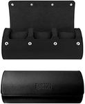 BARTON WATCH BANDS Mens Black Leather Watch Roll Case for Travel & Storage - 3-Watch Case to Securely Organize Your Watches at Home and on the Go