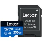 Lexar High-Performance 633x 256GB Micro SD Card, microSDXC UHS-I Card w/ SD Adapter, Up to 100MB/s Read, TF Card for Smartphones, Tablets, and Action Cameras (LSDMI256BBEU633A)