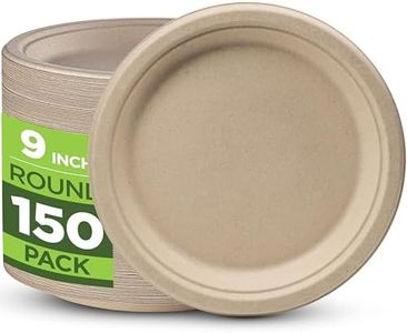 100% Compostable Paper Plates Heavy Duty - 150 Pack Biodegradable Disposable Plates – 9” Brown Disposable Dinner Plates Made of Eco-Friendly, Natural Unbleached Sugarcane Bagasse, Microwavable Plates