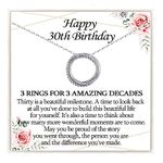 KORAS 30th Birthday Gifts for Women, 30 Birthday Gift Ideas for Daughter Sister Friend, Silver 30th Necklace Jewellery with 3 Rings for 30 Year Old Women