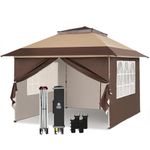 4m x 4m Pop Up Gazebo with 4 Removable Side Panels, Double Roof Pop Up Party Canopy, Height-Adjustable Metal Frame Garden Shelter for Patio & Outdoor Events, Includes Carry Bag, Waterproof, UV-Resista