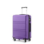 Kono Fashion Hand Luggage Lightweight ABS Hard Shell Trolley Travel Suitcase with 4 Wheels Cabin Carry-on Suitcases (20", Purple)