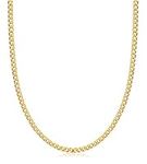 Barzel 18K Gold Plated Curb/Cuban Link Gold Chain Necklace 2MM, 3MM, 4MM, 5MM For Women or Men - Made In Brazil (22 Inches, 4MM Gold)