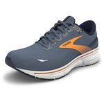 Brooks Men's Ghost 15 Sneaker, Flintstone/Pecoat/Orange Pop, 10 UK