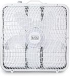 BLACK+DECKER Box Fan with 3 Speed Settings, 20” Box Fan with Carrying Handle, Rotary Knob and Recessed Cord Storage, Portable Fan and Cooling Fan for Home, Office, Garage, Basement & More